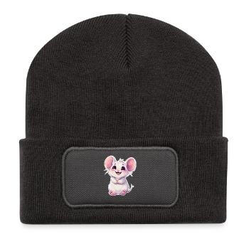 Maus - Recycelte Patch Beanie - Dunkelgrau - Vorne