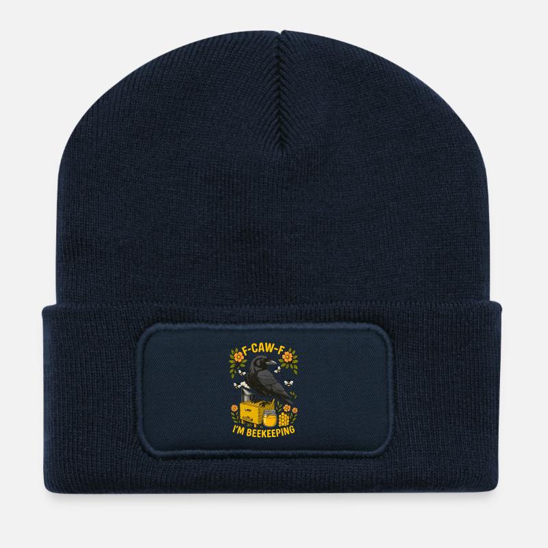 F-Caw-F crow funny - Recycled Patch Beanie - french navy