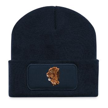 Lion head in brush style - Recycled Patch Beanie - french navy - Front