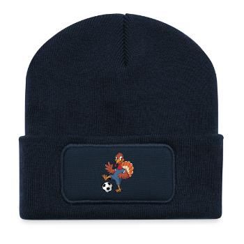 Funny Turkey Playing Soccer - Recycled Patch Beanie - french navy - Front