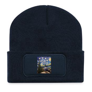 Dove Bird Van Gogh Style Starry Night - Recycled Patch Beanie - french navy - Front