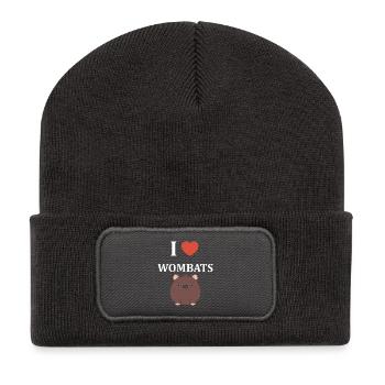 Ich liebe Wombats - Recycelte Patch Beanie - Dunkelgrau - Vorne