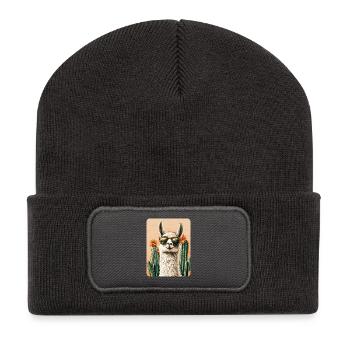 Lama - Recycelte Patch Beanie - Dunkelgrau - Vorne