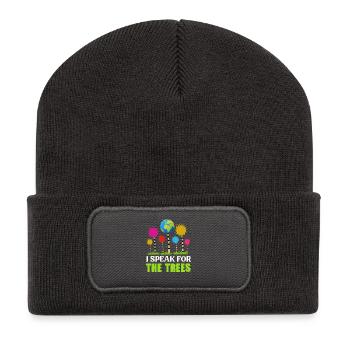 I Speak for the Trees – Umwelt Statement Shirt - Recycelte Patch Beanie - Dunkelgrau - Vorne