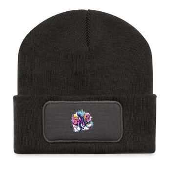 Bunter Oktopus Farbspritzer - Recycelte Patch Beanie - Dunkelgrau - Vorne
