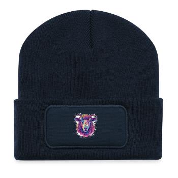 Buntes Schäferkopf Pop Art - Recycelte Patch Beanie - French Navy - Vorne