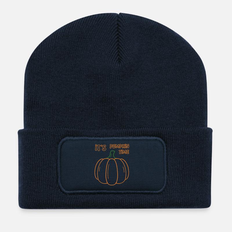 Its Pumpkin Time Illustration - Recycled Patch Beanie - french navy