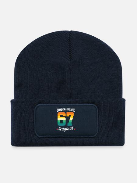67 Geburtstag - Recycelte Patch Beanie - French Navy