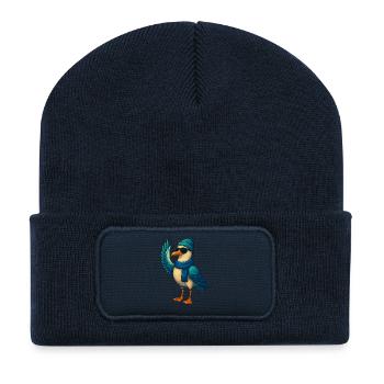 Mouette en tenue d’hiver - Beanie recyclé à patch - bleu marine - Devant