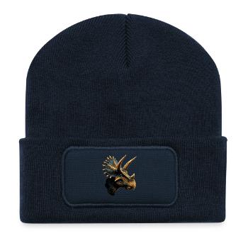 Triceratops Dinosaure Dinos Triceratops Dino - Beanie recyclé à patch - bleu marine - Devant