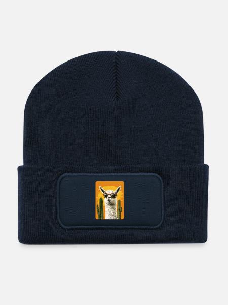 lama - Beanie recyclé à patch - bleu marine