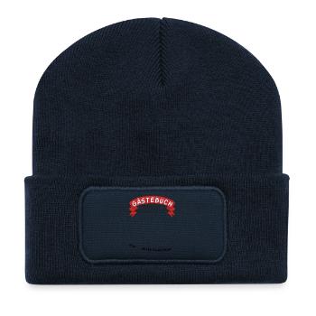 Gästebuch Mein 37. Geburtstag Geschenkidee - Recycelte Patch Beanie - French Navy - Vorne