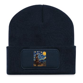 Samurai Japan Van Gogh Style Starry Night - Recycelte Patch Beanie - French Navy - Vorne