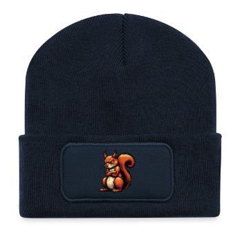 Eichhörnchen Eichhorn Eichhörnchenliebhaber Nager - Recycelte Patch Beanie - French Navy - Vorne