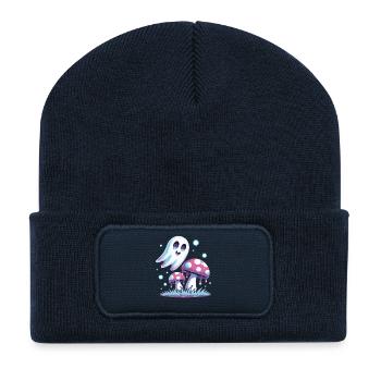 Kawaii Ghost & Mushrooms – Pastel Design - Recycled Patch Beanie - french navy - Front