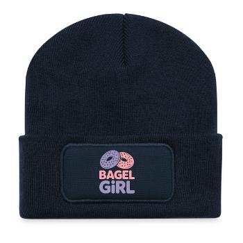Bagels Spruch Bagel Mädchen Lustig Bagels Geschenk - Recycelte Patch Beanie - French Navy - Vorne