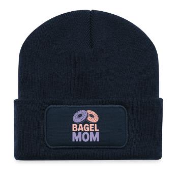 Bagels Spruch Bagel Mama Lustiges Bagels Geschenk - Recycelte Patch Beanie - French Navy - Vorne