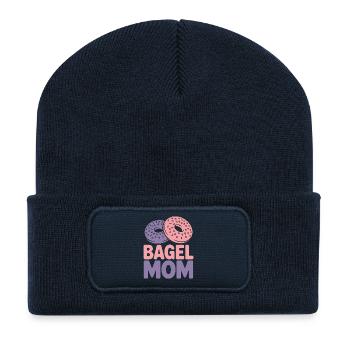 Bagels Spruch Bagel Mama Lustiges Bagels Geschenk - Recycelte Patch Beanie - French Navy - Vorne