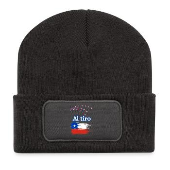Chilenische Dialekt-Flaggenbürste - Recycelte Patch Beanie - Dunkelgrau - Vorne