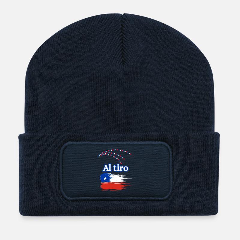 Chilenische Dialekt-Flaggenbürste - Recycelte Patch Beanie - French Navy