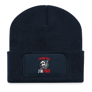 J’peux pas j’ai foot design humoristique - Beanie recyclé à patch - bleu marine - Devant
