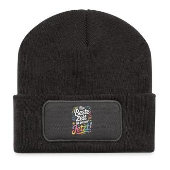 The best time is always live now Carpe Diem - Recycled Patch Beanie - dark grey - Front