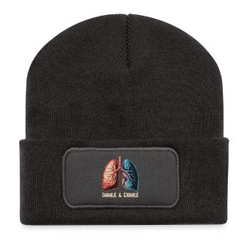 Inhale Exhale Lung Art - Recycled Patch Beanie - dark grey - Front