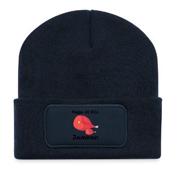 Red Duo Ham Legs - Recycled Patch Beanie - french navy - Front