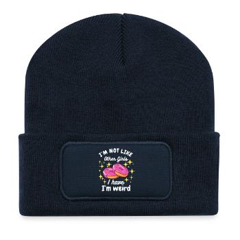 Ich bin nicht wie andere Mädchen, ich bin ein seltsamer Donut-Spaß - Recycelte Patch Beanie - French Navy - Vorne