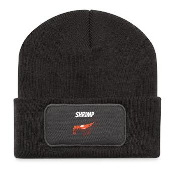 Bold Shrimp Illustration with SHRIMP Text Prawn - Recycled Patch Beanie - dark grey - Front