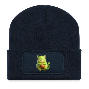 Avo-Cat-Do - Funny Cat Avocado T-Shirt - Recycled Patch Beanie - french navy - Front