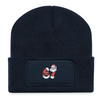 Christmas Numerals 6 and 7 with Santa - Recycled Patch Beanie - french navy - Front