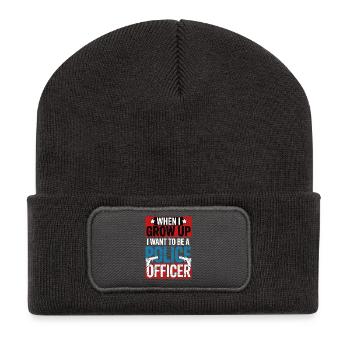 When I grow up - Police Officer Design - Recycled Patch Beanie - dark grey - Front