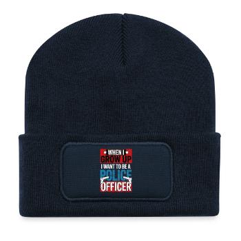Wenn ich groß bin - Police Officer Design - Recycelte Patch Beanie - French Navy - Vorne