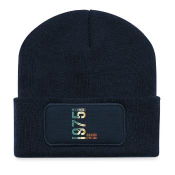 Novembre 1975 Vintage Rétro Anniversaire - Beanie recyclé à patch - bleu marine - Devant