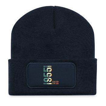 Novembre 1955 Vintage Rétro Anniversaire - Beanie recyclé à patch - bleu marine - Devant