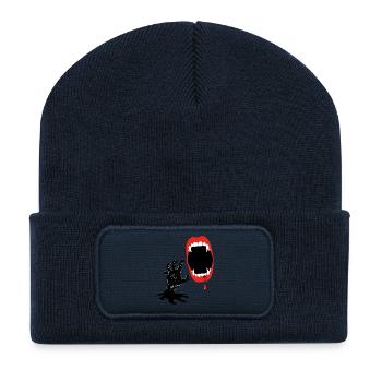 Creepy vampire with bloody fangs in the - Recycled Patch Beanie - french navy - Front