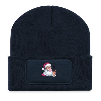 Gomme à mâcher du Père Noël - Beanie recyclé à patch - bleu marine - Devant