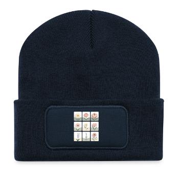Pastellblumen Serie - Recycelte Patch Beanie - French Navy - Vorne