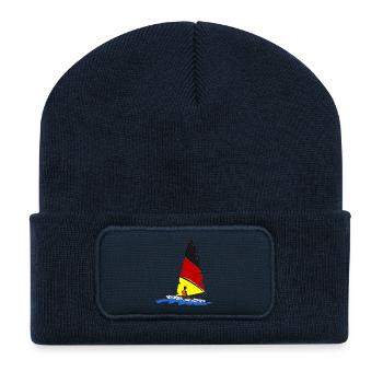 Voilier - Beanie recyclé à patch - bleu marine - Devant