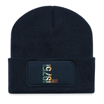 Dezember 1975 Retro Vintage Geburtstagsgeschenk - Recycelte Patch Beanie - French Navy - Vorne