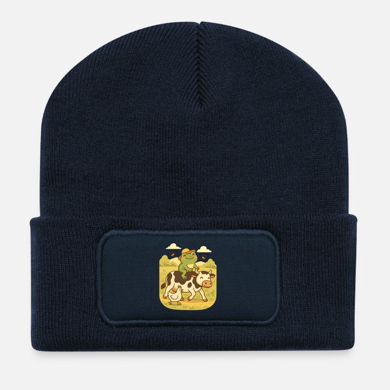 Frog on Cow – Country Life Frogcore - Recycled Patch Beanie - french navy