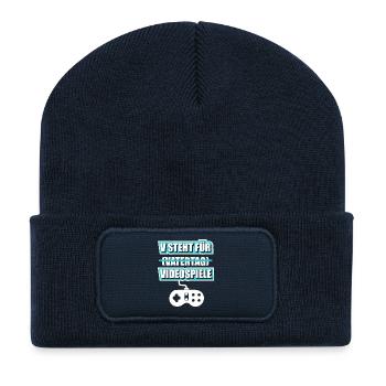 Fête des Pères Père Gamer Jeux Vidéo Papa - Beanie recyclé à patch - bleu marine - Devant