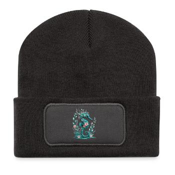 FloraSeepferdchen Blütenkunst - Recycelte Patch Beanie - Dunkelgrau - Vorne