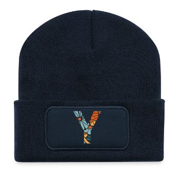 Letter and groovy flowers gift idea - Recycled Patch Beanie - french navy - Front