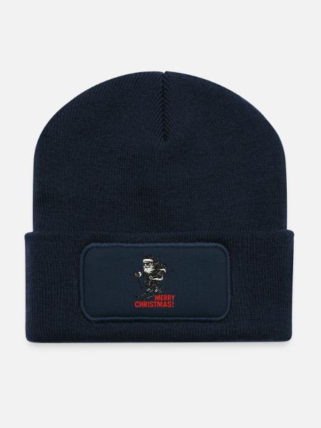 Grunge Ski-Weihnachtsmann mit Spruch Merry Xmas - Recycelte Patch Beanie - French Navy