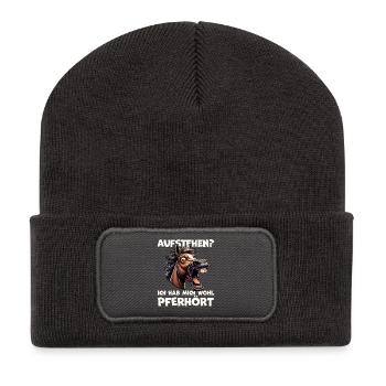Standing Up Horse Laughing Motif - Recycled Patch Beanie - dark grey - Front