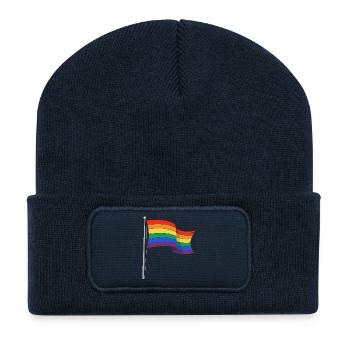 Drapeau arc-en-ciel, pistes courbes - Beanie recyclé à patch - bleu marine - Devant