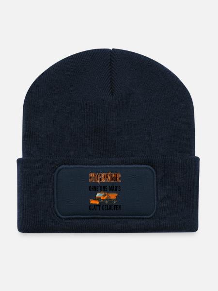 Straßenwärter - Ohne uns wärs Glatt gelaufen - Recycelte Patch Beanie - French Navy