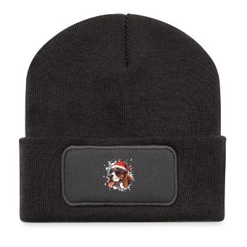 Beagle Hund Weihnachten Lustig - Recycelte Patch Beanie - Dunkelgrau - Vorne